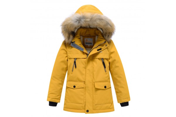 Valianly geltona žieminė striukė/paltas berniukui 9235_128-134